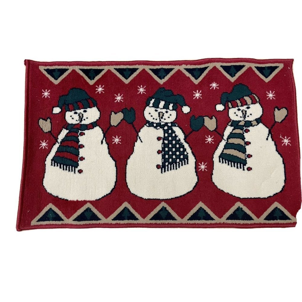 Siamgin Carpet Rug Mat Polyester Snow Men Red‎ Christmas Area  23" X 36"